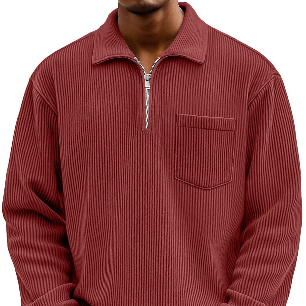 Henley Langarm-Hoodie mit Reissverschluss