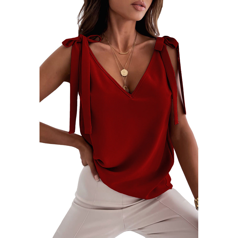 Bowknot Camisole V-Neck Top