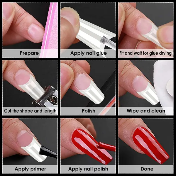 Französische Nagel-Tips, extra lang, C-Curve