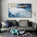 Modern abstrakte Goldblatt Flussblau Leinwandkunst