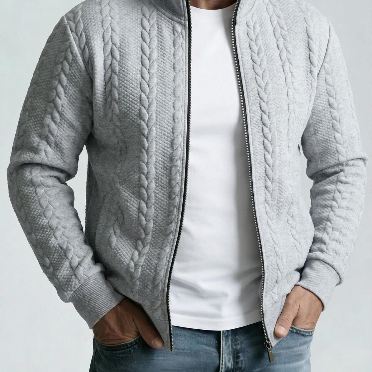 Jacquard Stehkragen Jacke für Herren