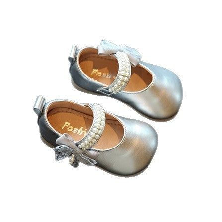 Lauflernschuhe mit Riemen, beige/silber