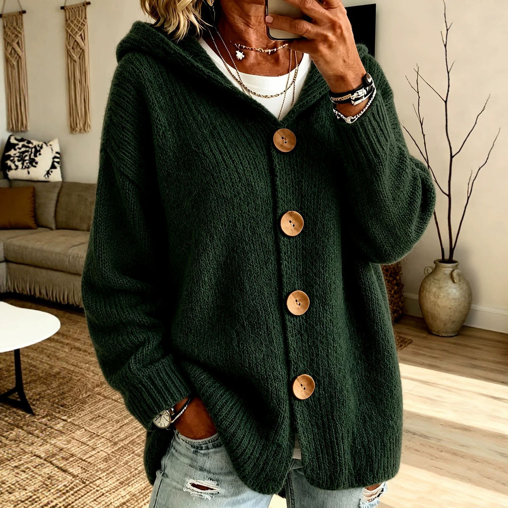 Cardigan mit Kapuze und vier Knöpfen