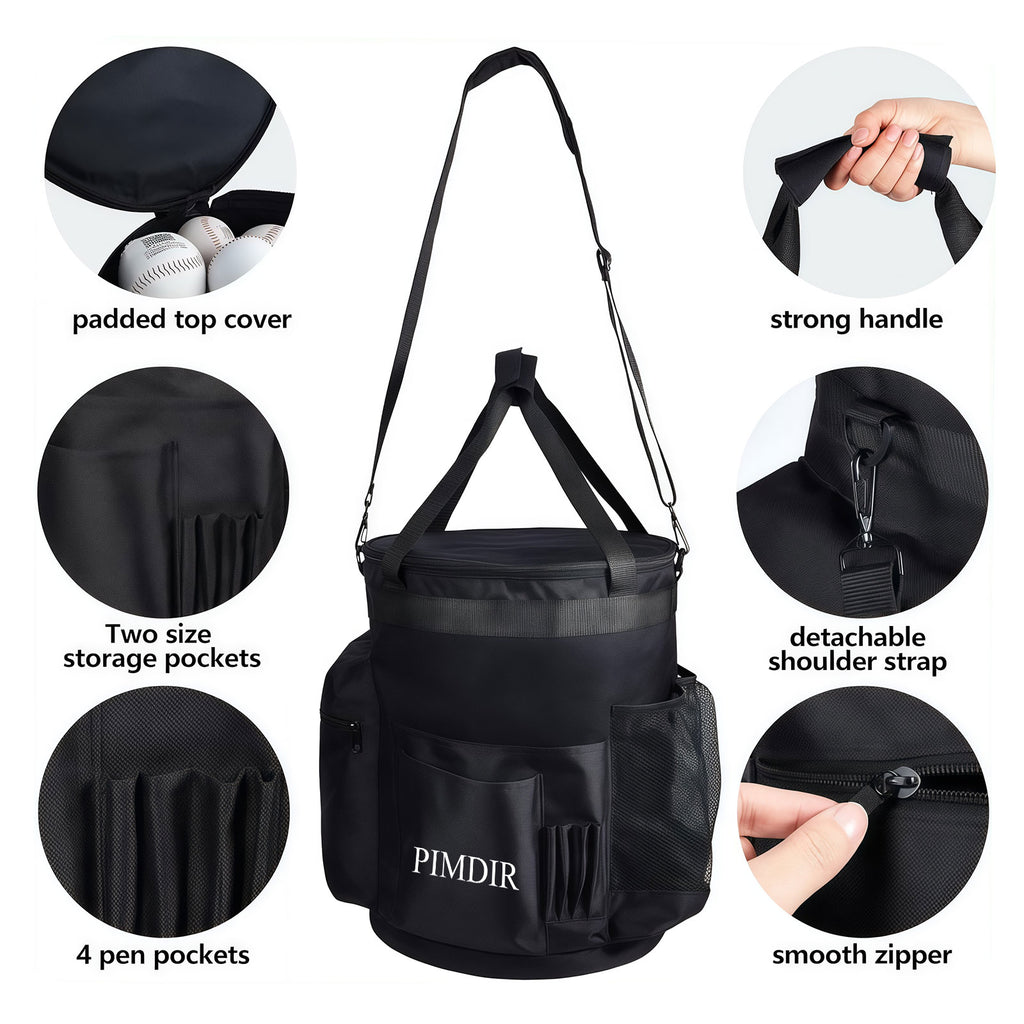 Baseball- und Softball-Bucket-Tasche mit Schläger- und Ballfach, 6 Gal