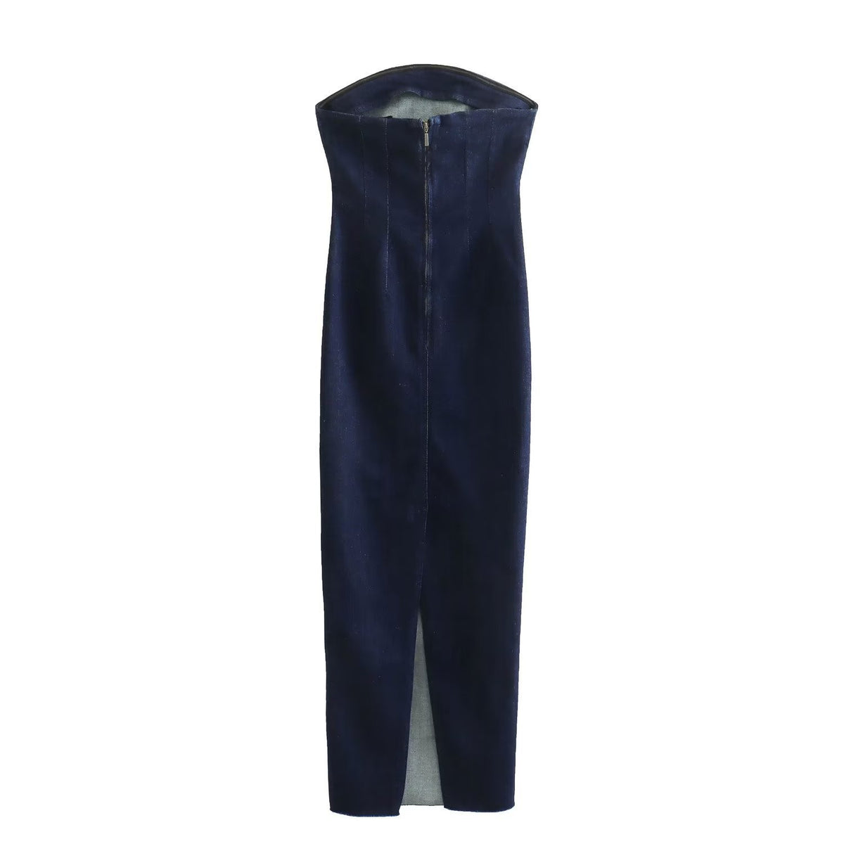 Denim Bandeau-Kleid mit Reissverschluss – Bild 4 | LuxeStyle