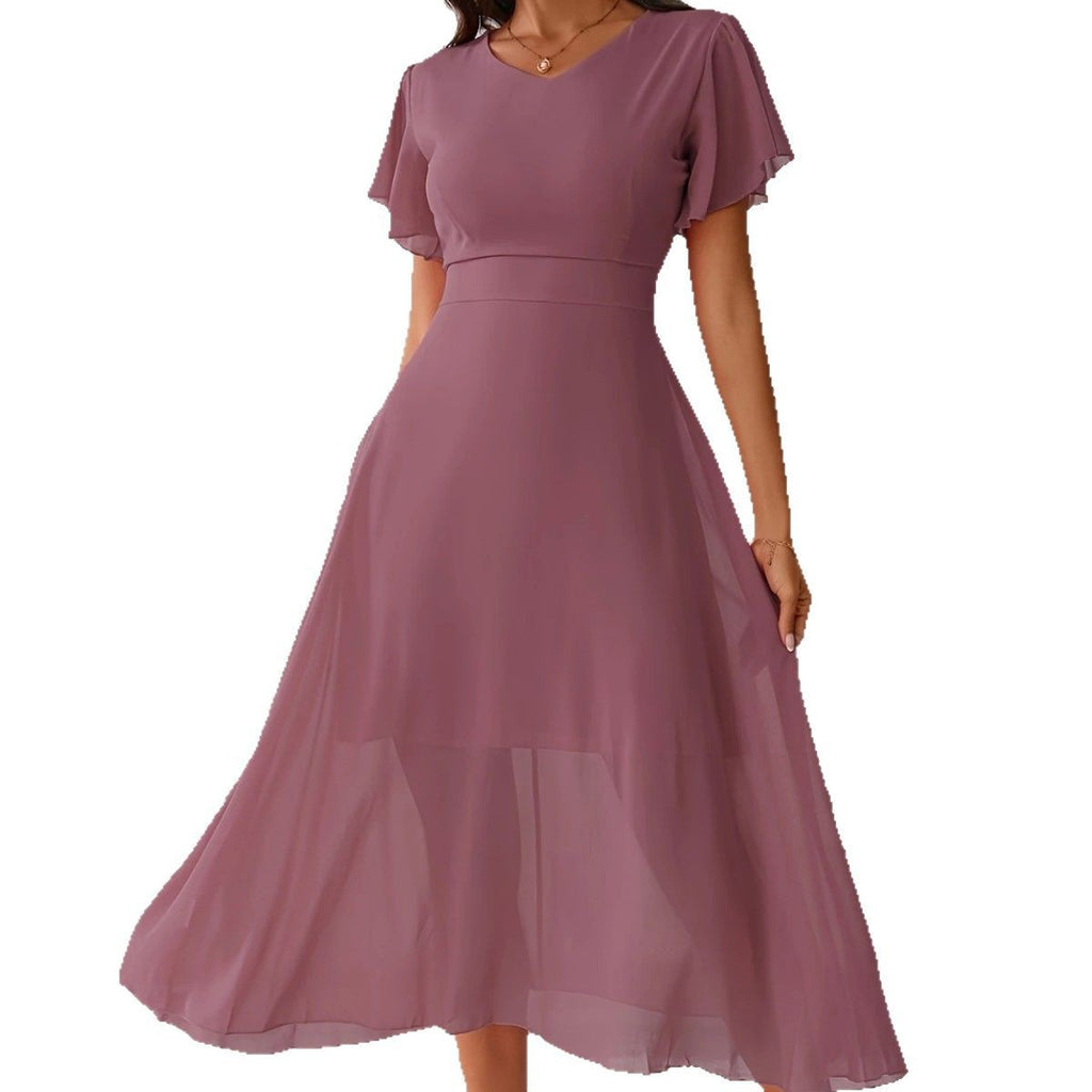 Elegantes Chiffonkleid mit V-Ausschnitt – Bild 4 | LuxeStyle