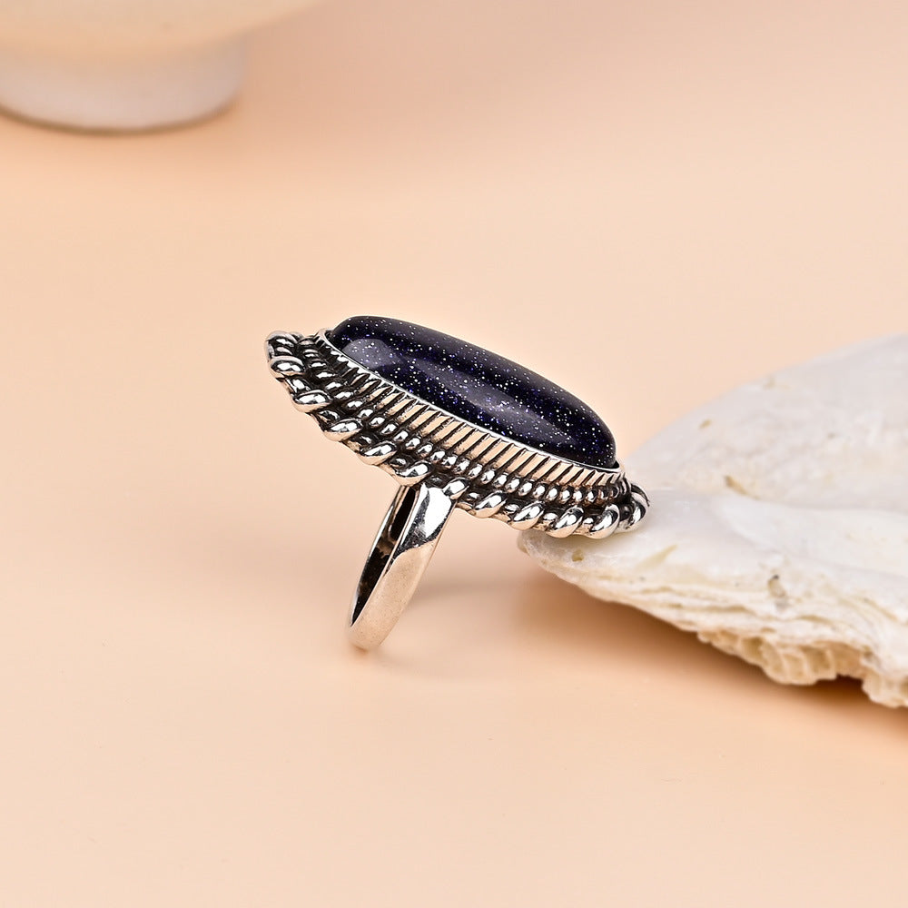Ring mit Lapislazuli in Olivenform – Bild 2 | LuxeStyle