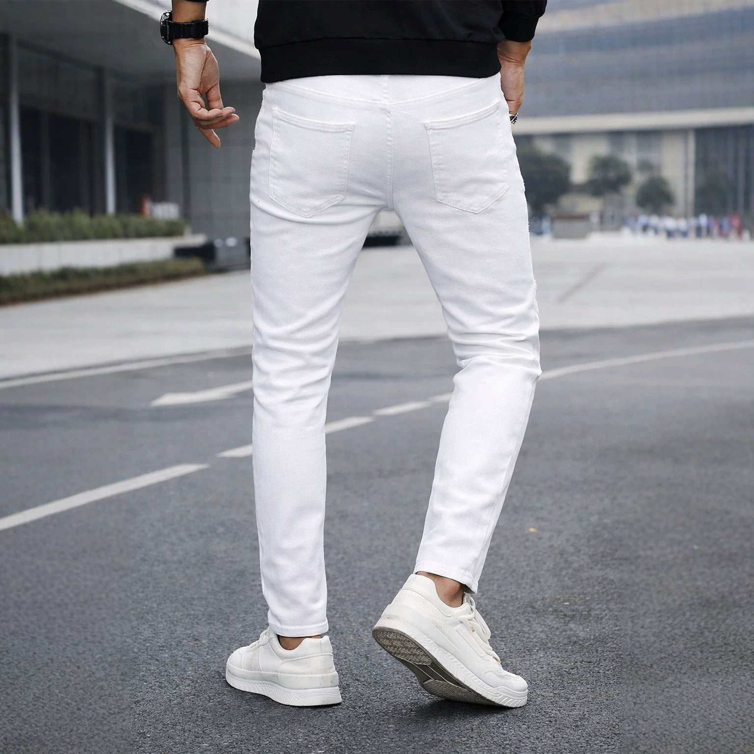 Herren Slim-Fit Jeans mit Perlenstickerei