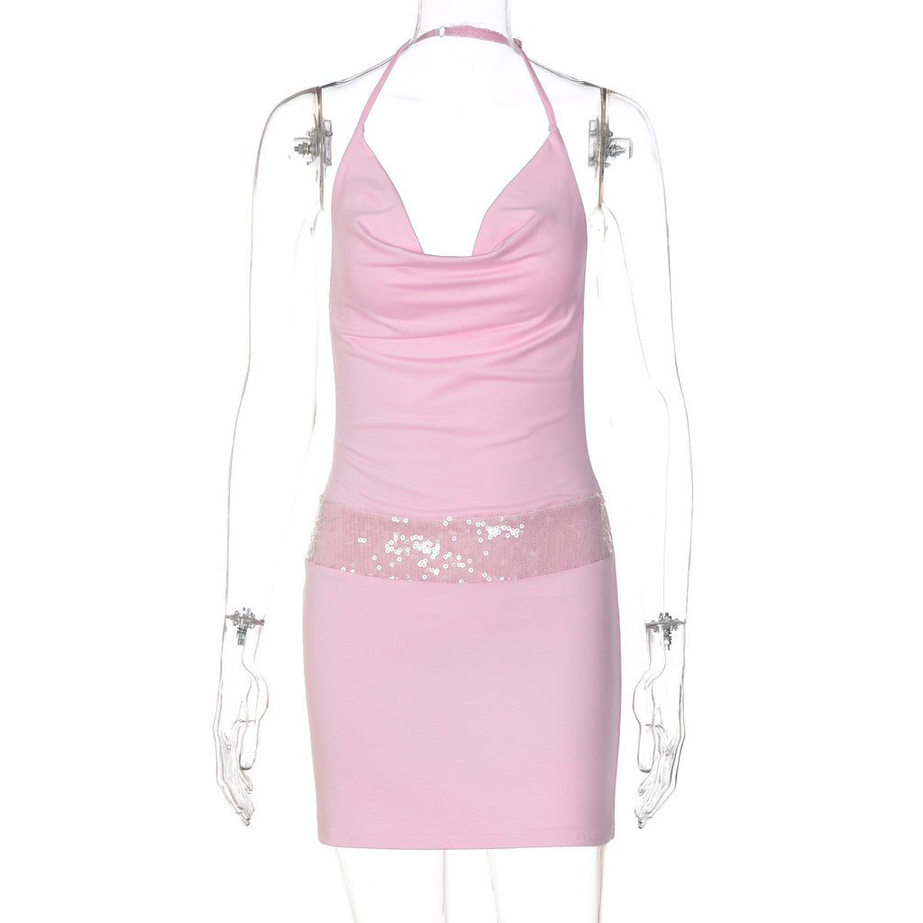 Pinkes Bodycon Mini Kleid mit Patchwork – Bild 6 | LuxeStyle