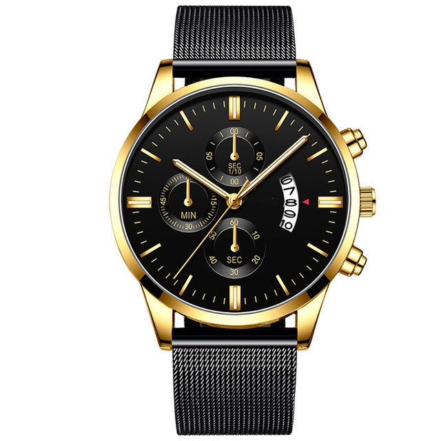 Herren Business Quarzuhr mit Edelstahl-Armband