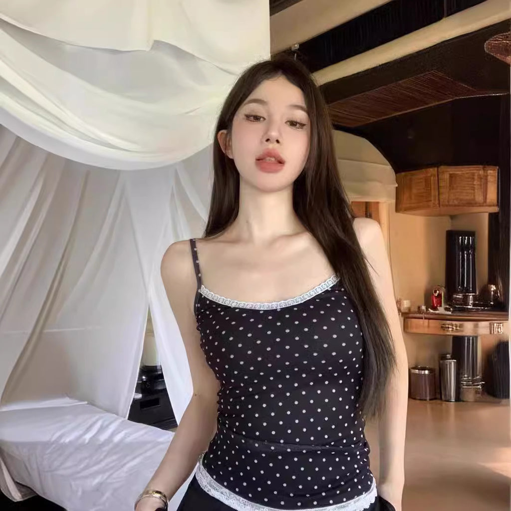 Designer-Stil Polka-Dot Spitze Camisole – Ansicht 6
