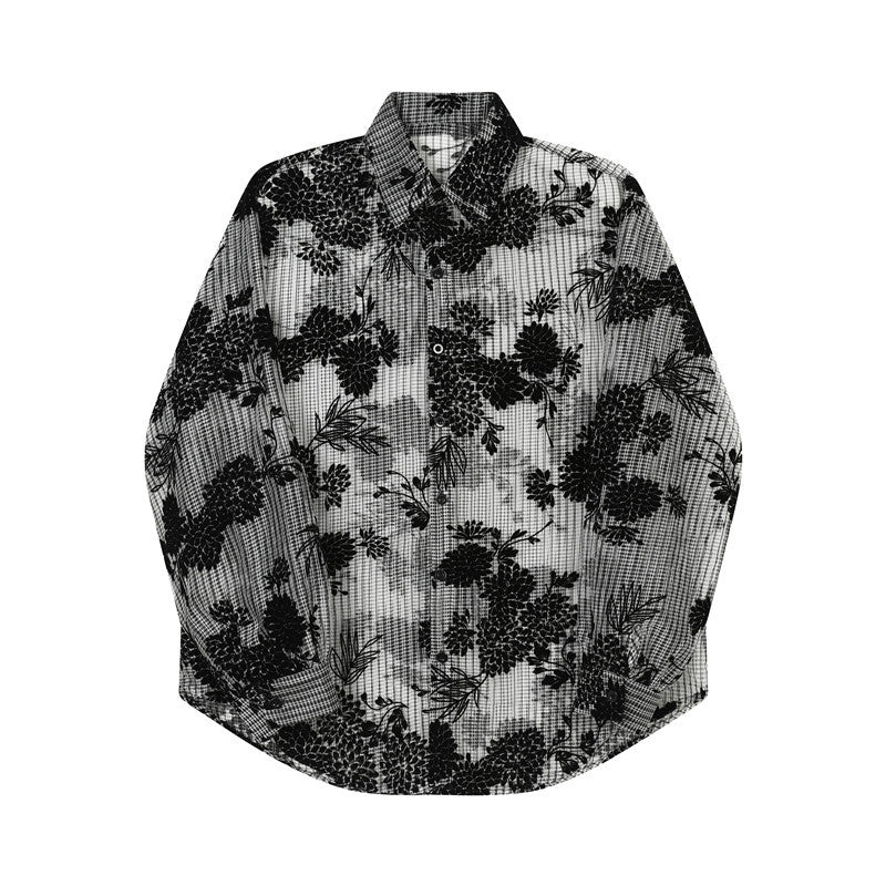 Jacquard Langarmhemd mit Lochmuster – Bild 4 | LuxeStyle