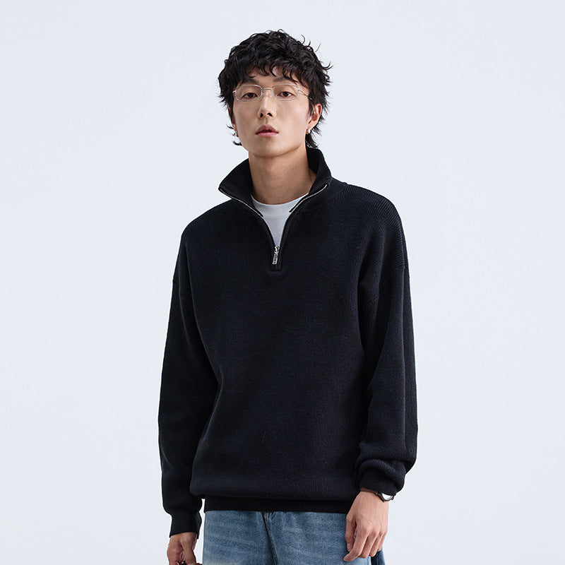 Senior-Style Pullover mit Halb-Reißverschluss