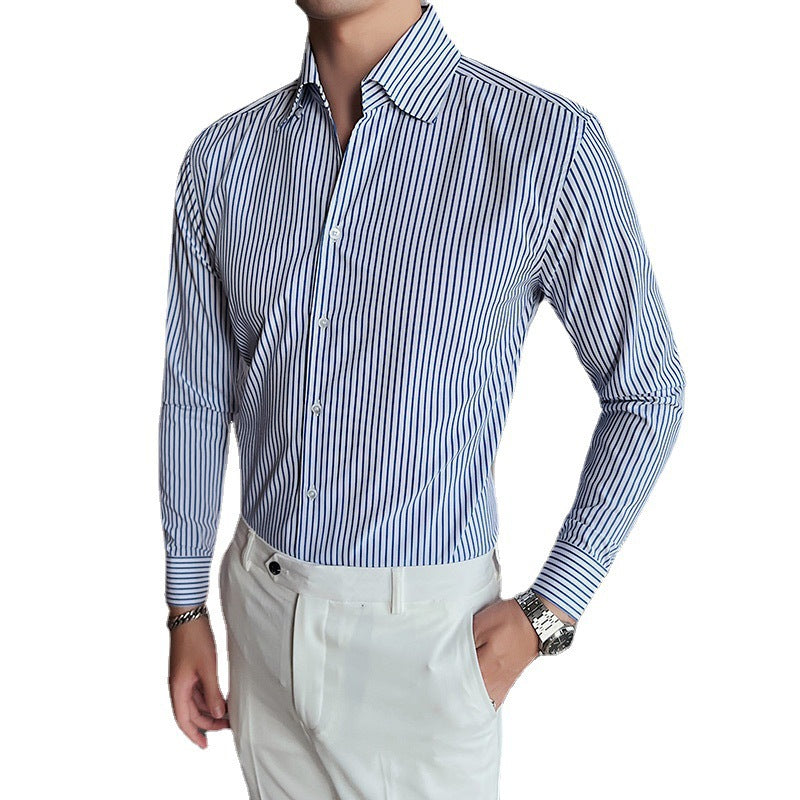 Herren Langarmhemd mit Streifenmuster | LuxeStyle