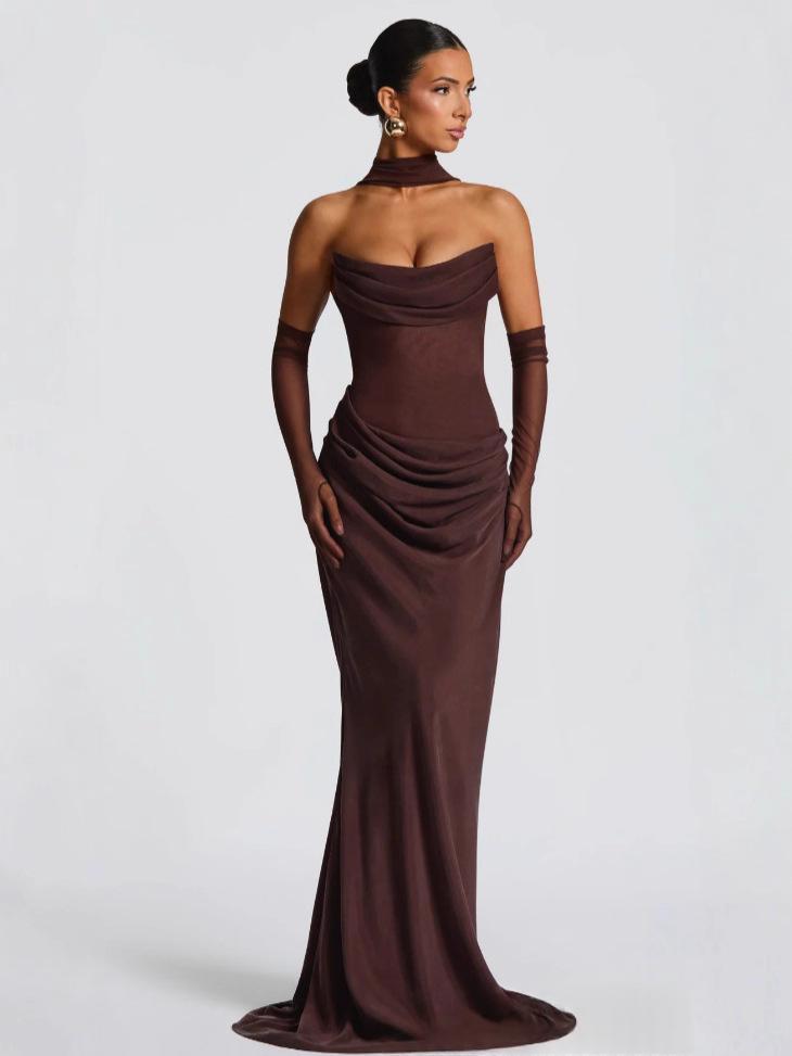Trägerloses Maxi-Kleid mit Mesh – Bild 7 | LuxeStyle