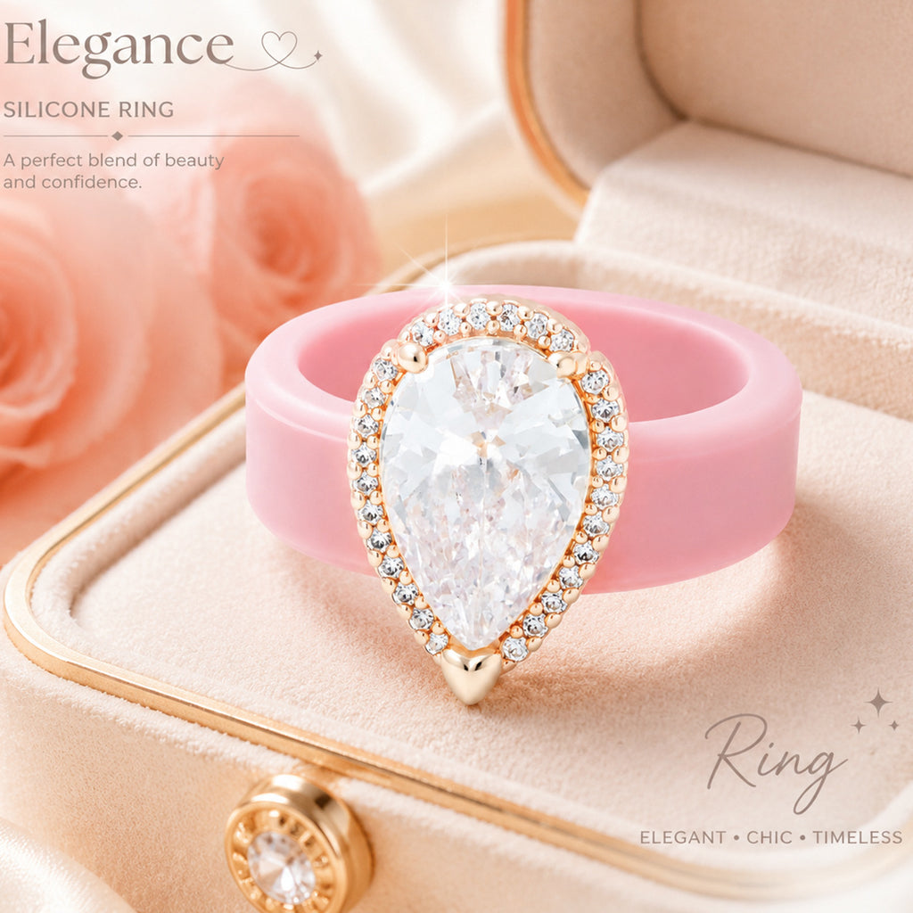 Zirkon-Ring mit Silikon-Einlage im Tropfen-Design