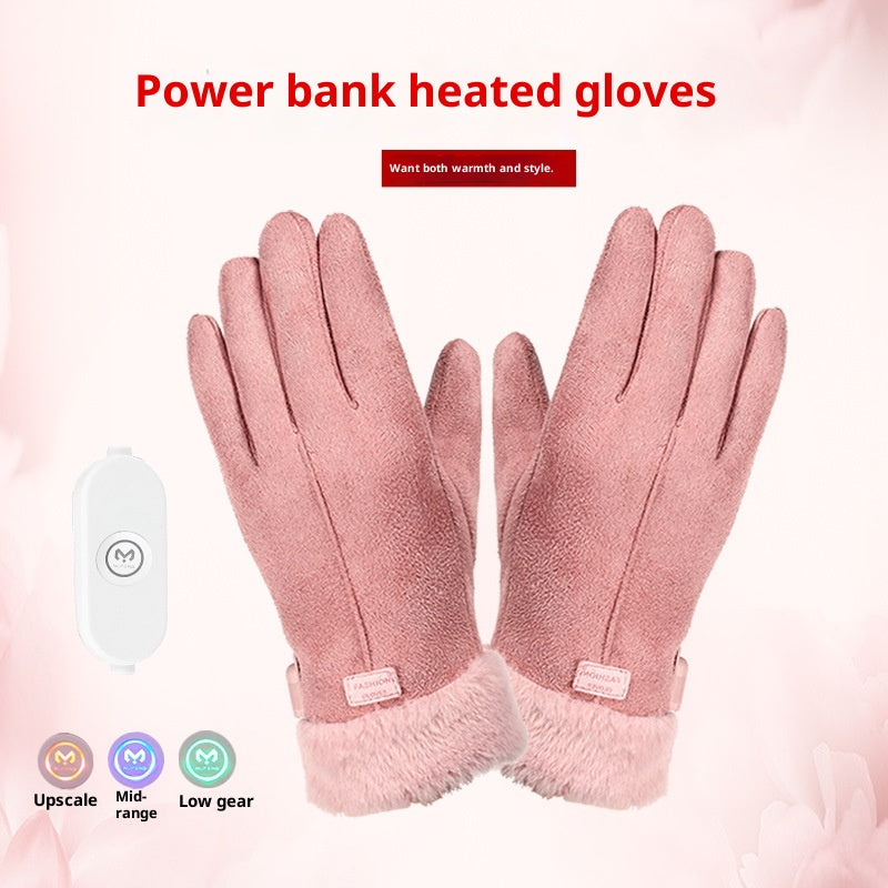 USB-beheizbare, wasserdichte Wildleder-Fingerhandschuhe