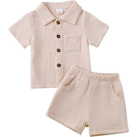 Baby Baumwoll-Leinen Set mit Shorts – Bild 8 | LuxeStyle
