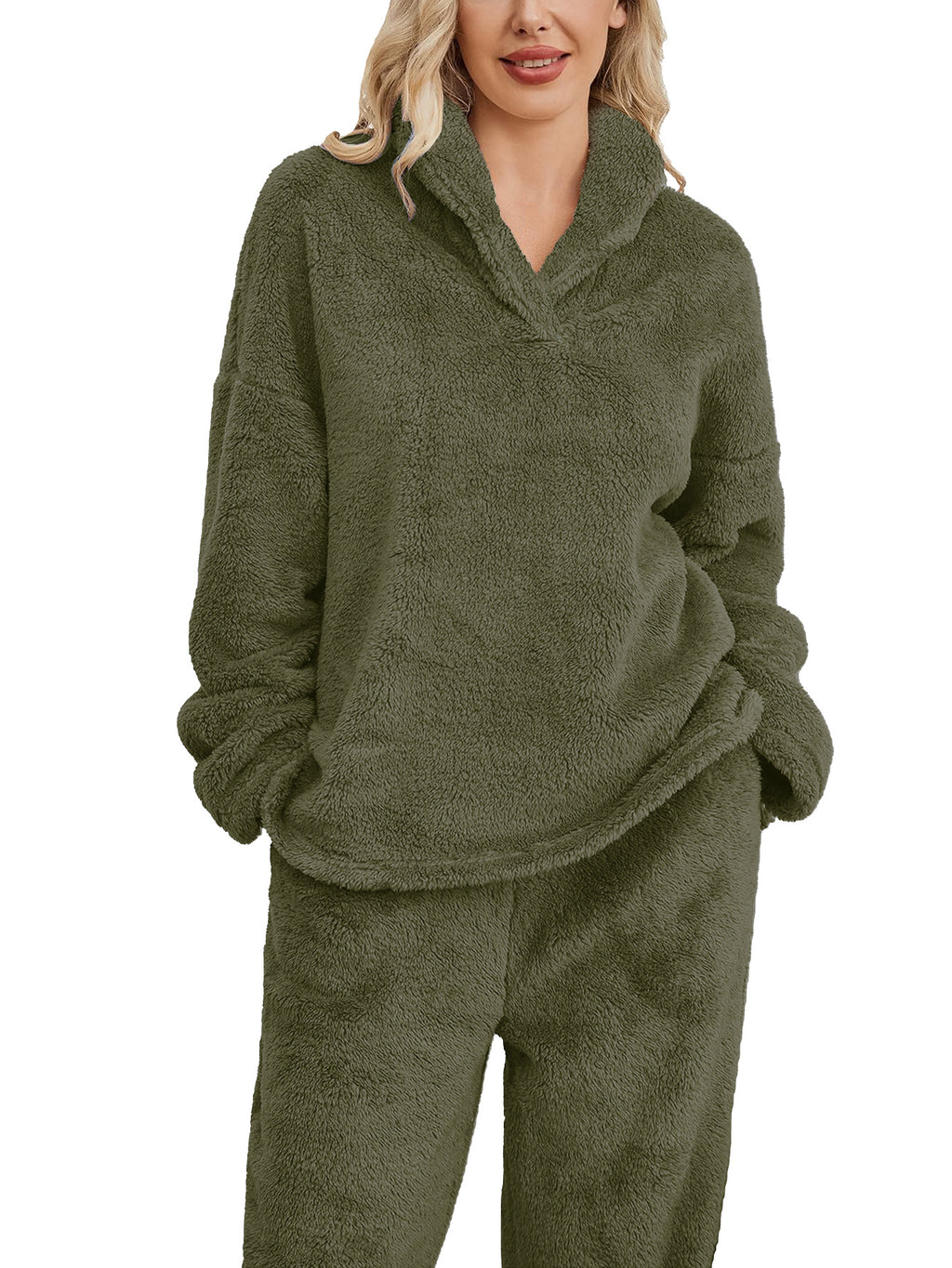 Plüsch-Hoodie-Set mit Kapuze – Bild 8 | LuxeStyle
