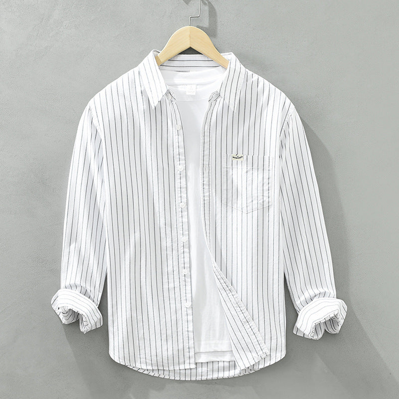 Gestreiftes Oxford Baumwollhemd für Herren – Bild 10 | LuxeStyle