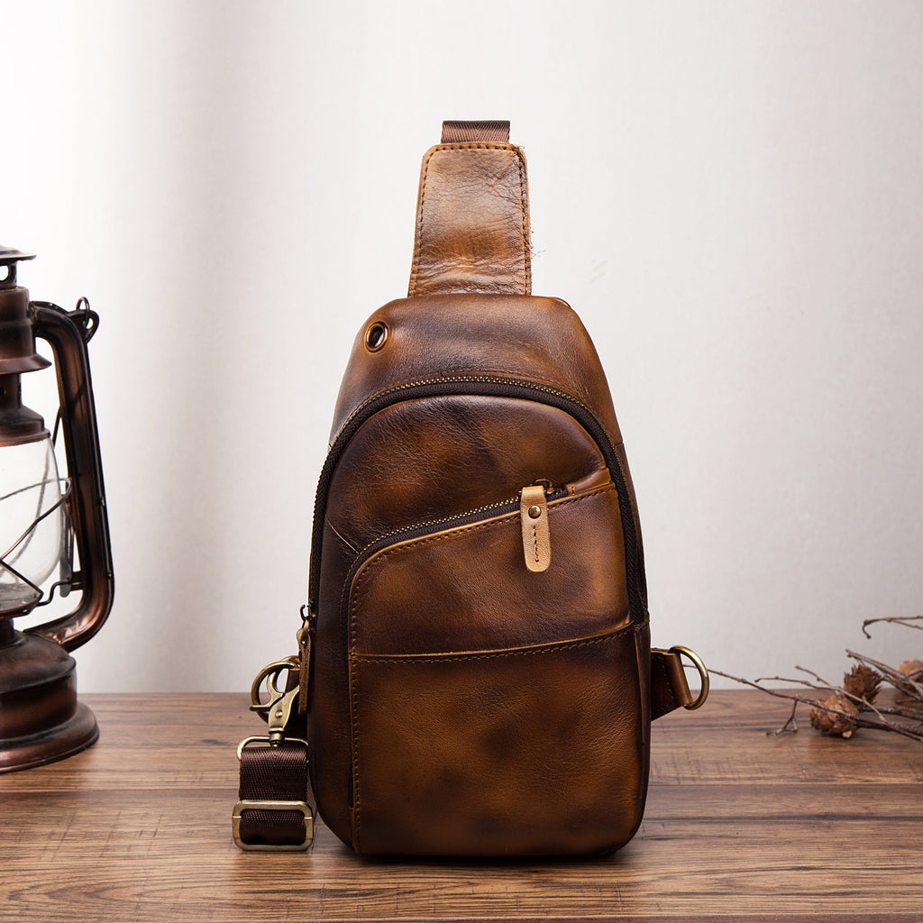 Retro Crossbody Bag aus echtem Leder für Herren