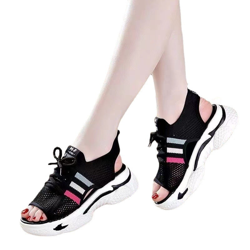 Flache Strick-Fischmund Sandalen | LuxeStyle