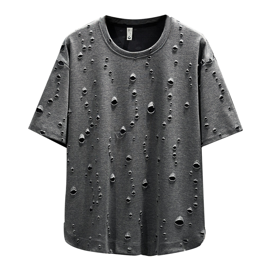 Baggy T-Shirt mit Rundhals und Distressed-Look