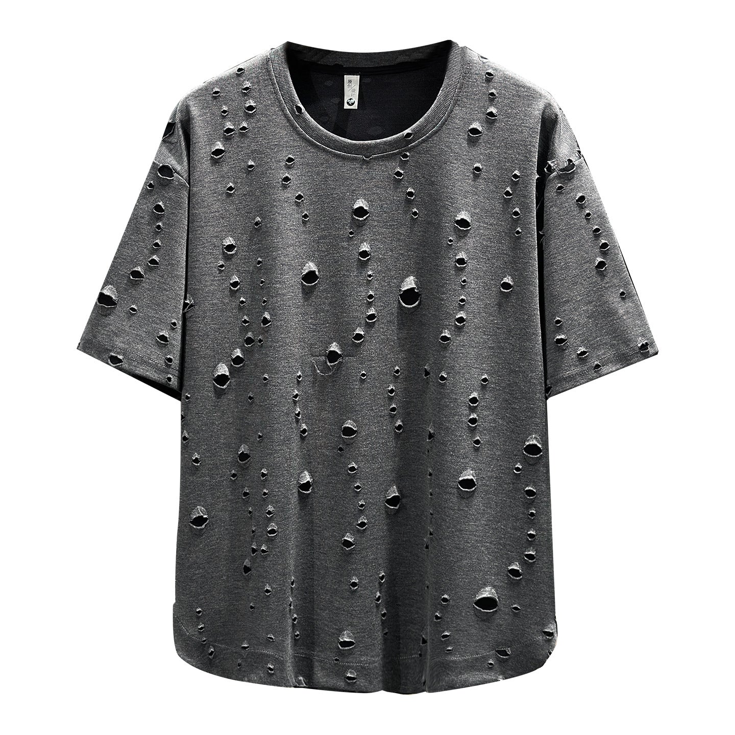 Baggy T-Shirt mit Rundhals und Distressed-Look