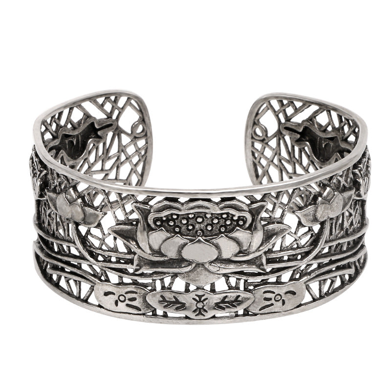 Vintage Lotus Armreif – Messing & Silber – Bild 3 | LuxeStyle