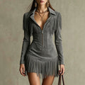 Fringe-Dress mit tiefem V-Ausschnitt