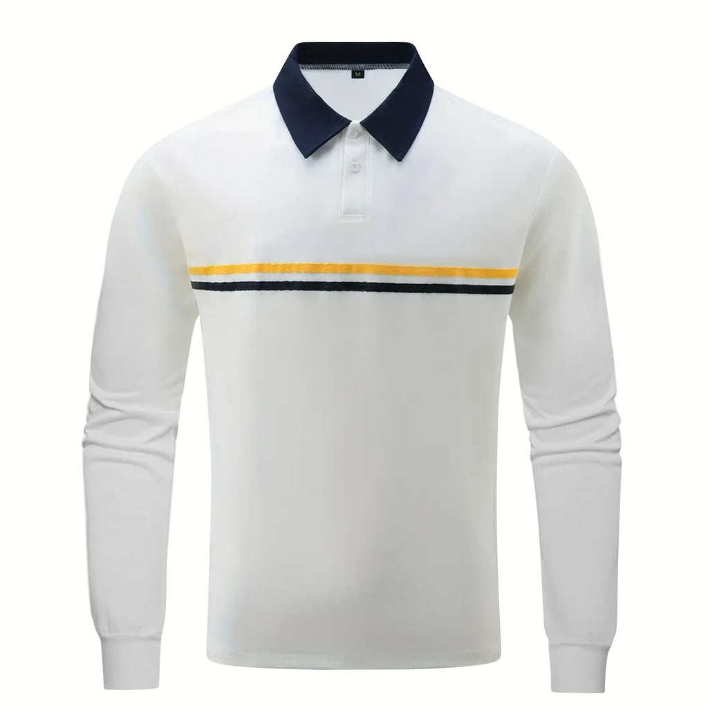 Herren Langarm Polo-Shirt mit Knopfleiste