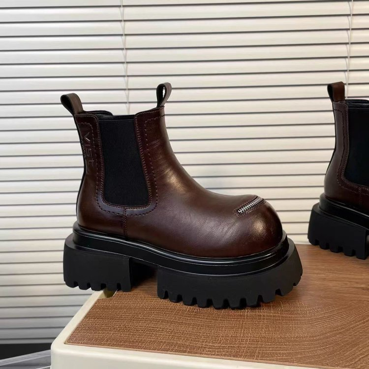 Vintage Platform Chelsea Boots mit Zier-Reissverschluss