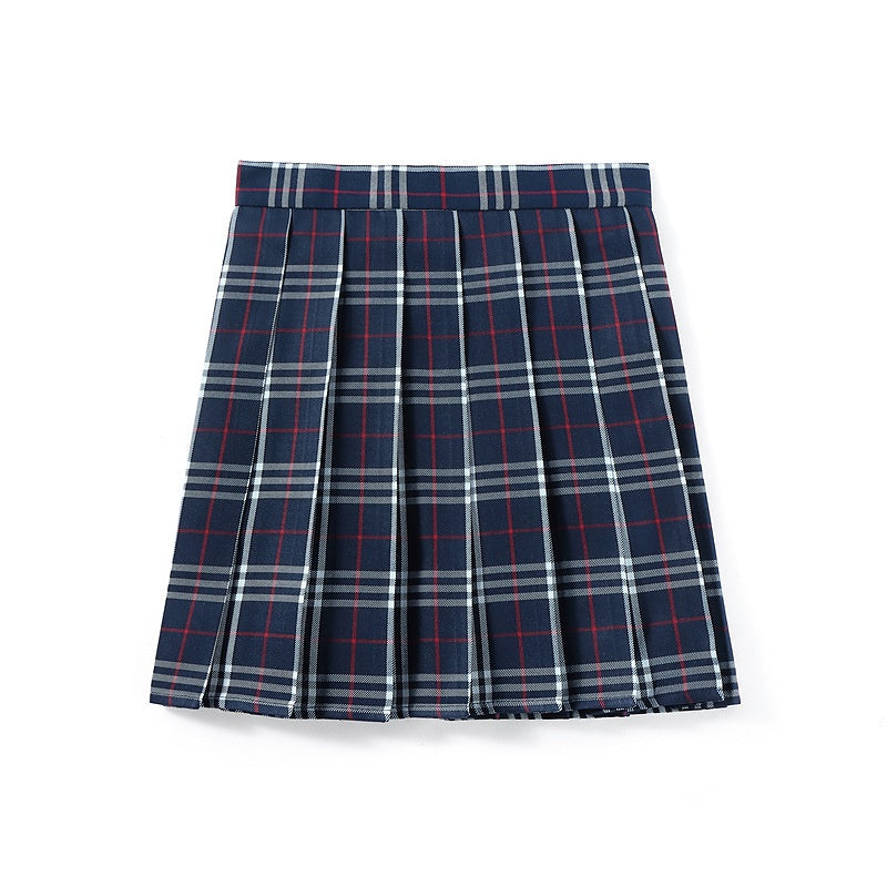 High-waist Minirock mit Falten und Karomuster