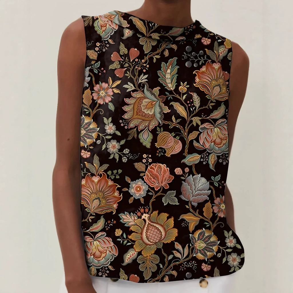 3D Blumenprint Kurzarm-Shirt
