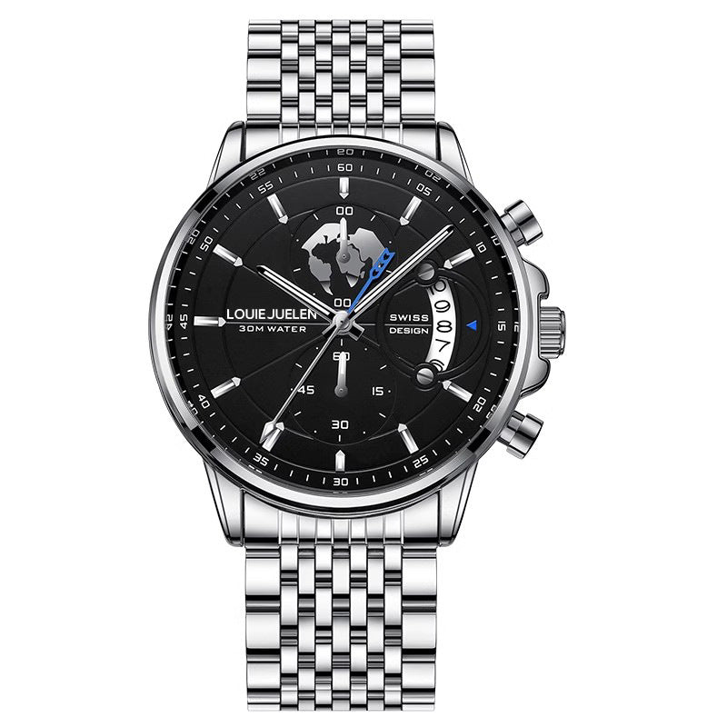 Business Herrenuhr mit Leuchtzeigern und Lederarmband