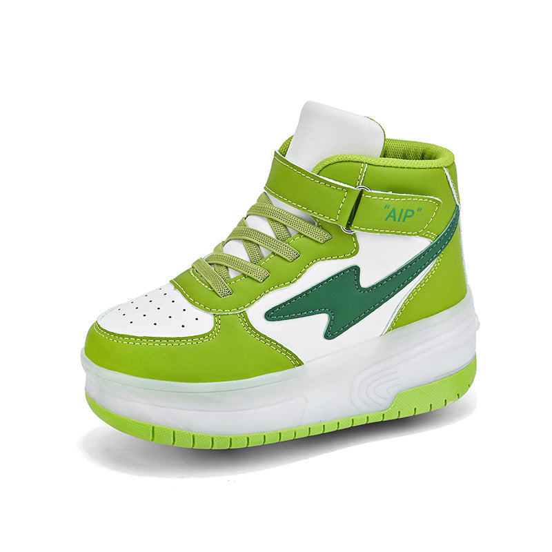 Jugendliche Lederrollschuhe mit Doppellaufrollen
