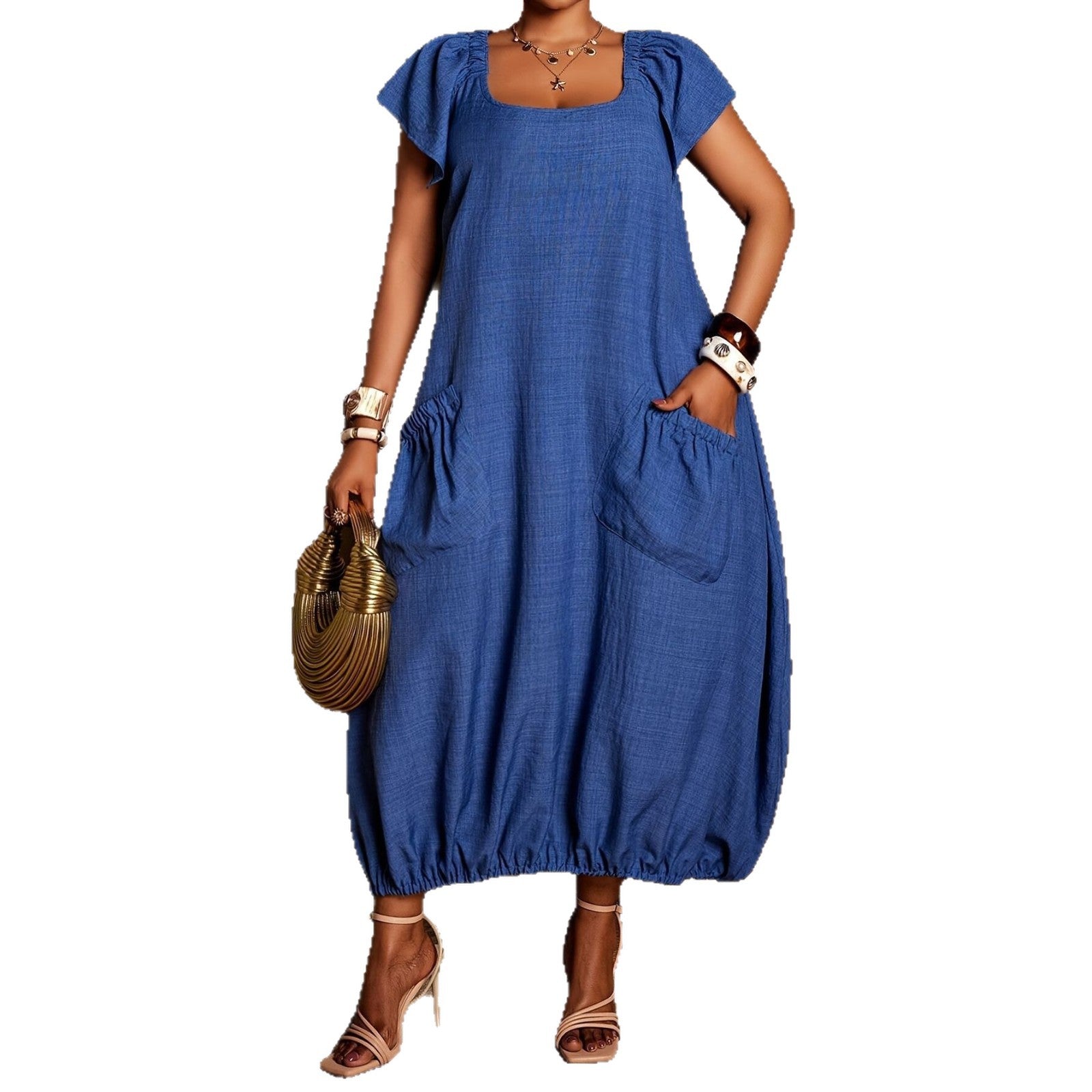 Midi-Kleid mit quadratischem Ausschnitt