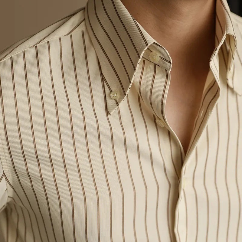 Herren Langarmshirt Slim Fit Gestreift – Bild 5 | LuxeStyle