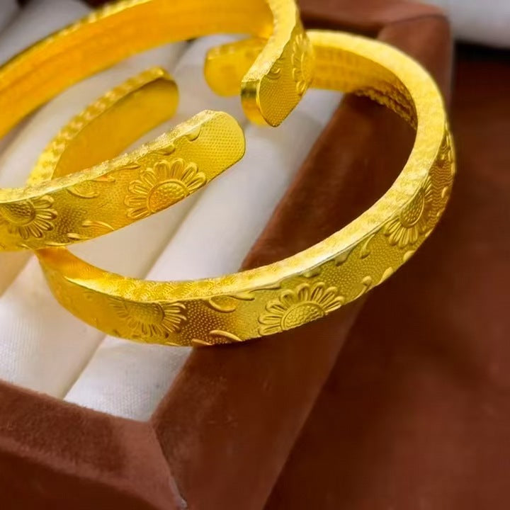 Sonnenblumen-Herz-Sutra Armreif (offen) – Bild 2 | LuxeStyle