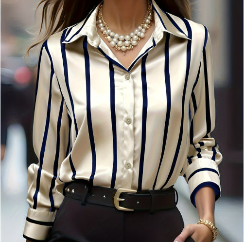 Schwarz-Weiss gestreiftes Shirt mit langen Ärmeln – Bild 4 | LuxeStyle