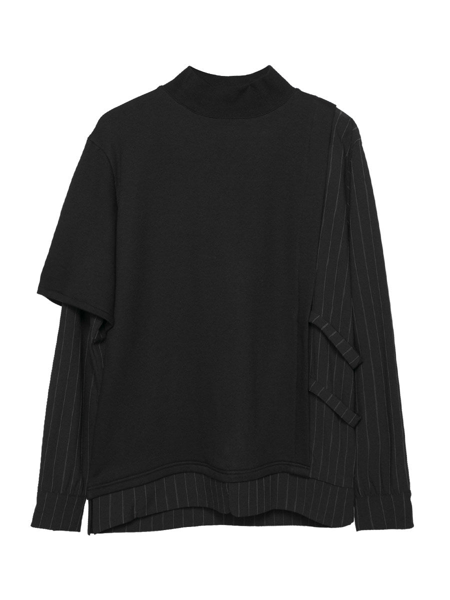 Langarm T-Shirt mit asymmetrischem Streifen-Patchwork – Bild 3 | LuxeStyle