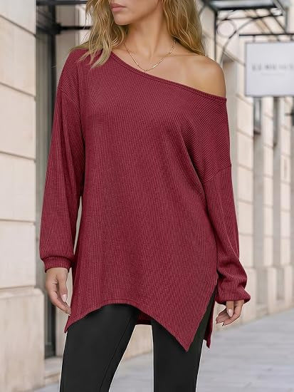 Langarm-Shirt mit Rundhals und Saumschlitz