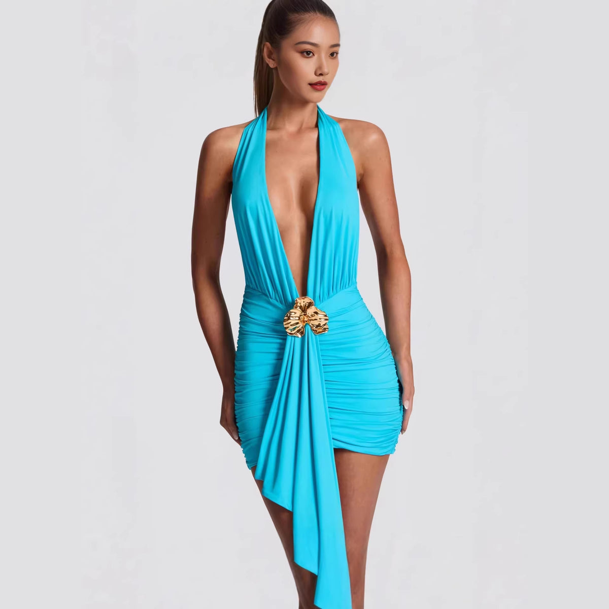 Neckholder-Minikleid mit Rückenschnürung – Bild 6 | LuxeStyle
