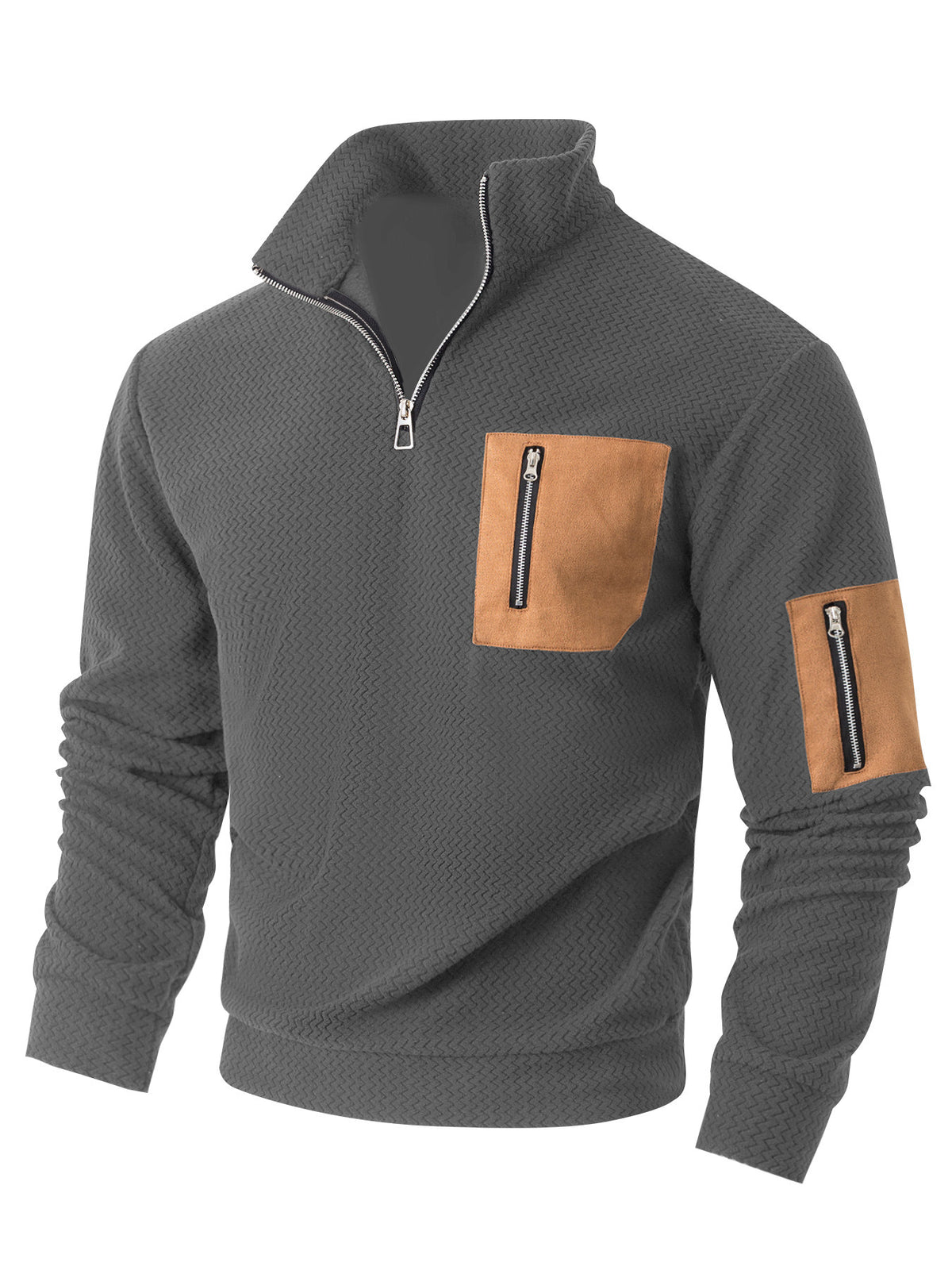 Herren Fleece-Hoodie mit Stehkragen und Reissverschluss – Bild 2 | LuxeStyle