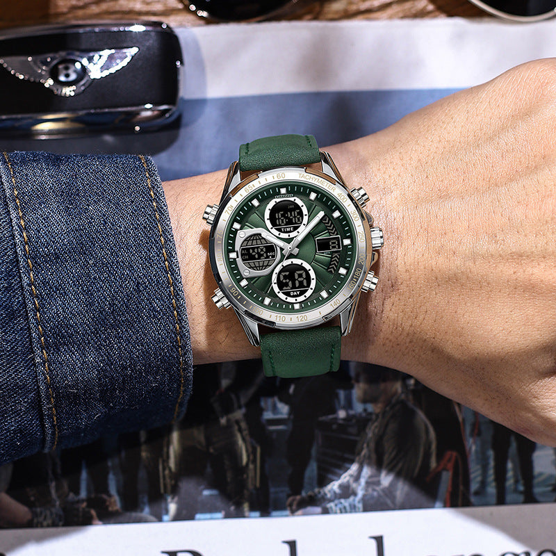 Herren Business-Armbanduhr, Leder, Leuchtzeiger