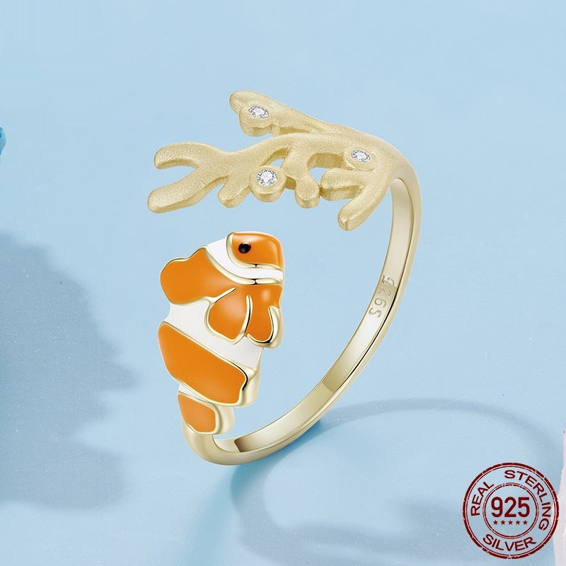 Verstellbarer Clownfisch-Ring aus 925er Silber – Bild 3 | LuxeStyle