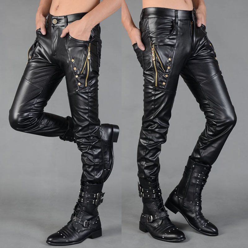 Herren Kunstlederhose mit Reissverschluss