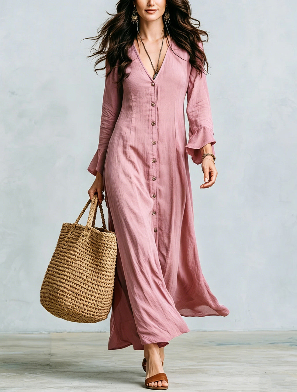 Französisches V-Neck A-Linien Kleid