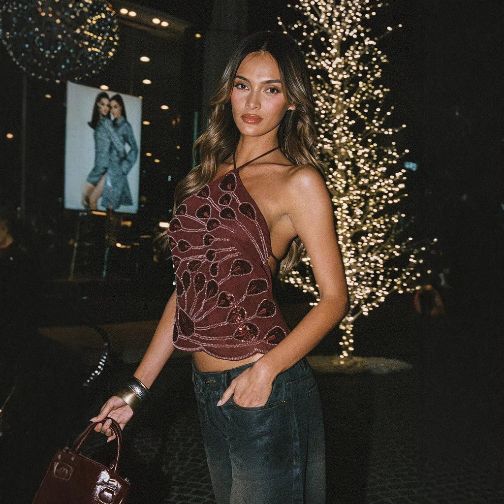 Ohne Träger Sequins-Camisole Damenoberteil