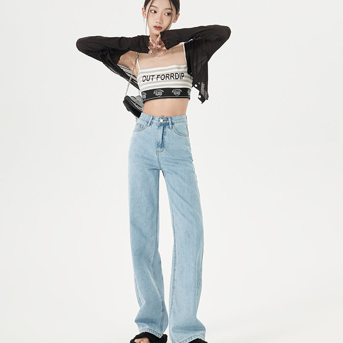 Slim Straight-Leg Jeans im koreanischen Stil